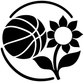 Basketball and sunflower crest vinyl decal with black and white graphic