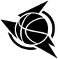 Black starburst basketball arc vinyl decal with white outline