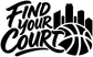Black vinyl wall decal with “Find Your Court” text and basketball hoop graphic