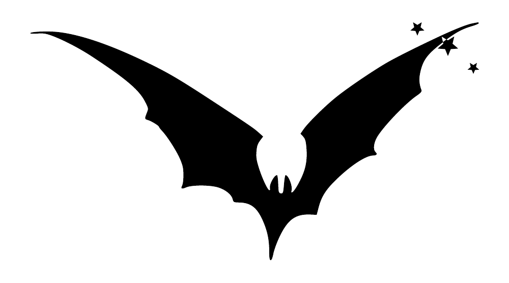 Black bat vinyl decal with star trail and small star accents