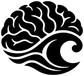 Black wave brain vinyl decal with curled wave and brain design