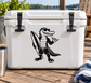 Vinyl gator beach decal of black cartoon crocodile with surfboard
