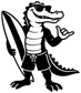 Vinyl gator beach decal of black cartoon alligator holding fist pose