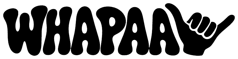 Black vinyl decal showing large WHAPAA text with hand graphic