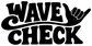 Wave Check vinyl decal close-up, bold black text with hand icon on white
