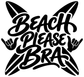 Black 'Beach Please Bra' vinyl decal with starfish hands graphic