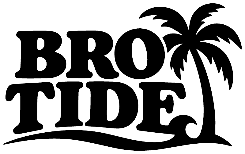 Bro Tide vinyl decal logo with palm tree, bold black text and graphic