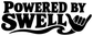Vinyl decal logo in black: Powered by Swell text with wave underline.