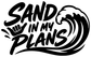 Black 'Sand in My Plans' wave vinyl decal on white background