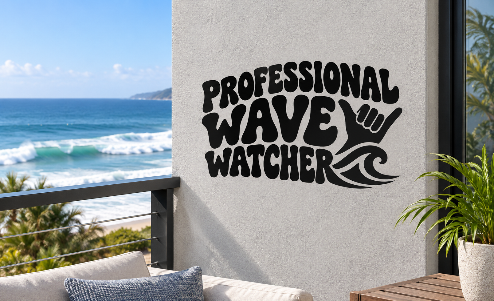 Black vinyl decal reading 'Professional Wave Watcher' with wave icon