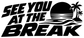Vinyl decal “See You at the Break” with palm trees, sun, and wave stripes