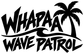 Wave Patrol vinyl decal with large Whapaa lettering and palm tree graphic, black on white