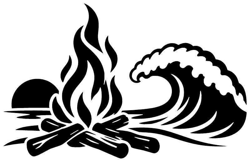 BeachCampfireCX001 - Bonfire and Break ; preview rendered from the saved vector PDF
