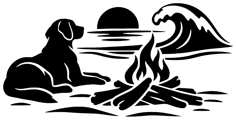 BeachCampfireCX019 - Beach Dog Night ; preview rendered from the saved vector PDF