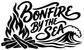 Black Bonfire By The Sea vinyl decal artwork with flames, waves, and text