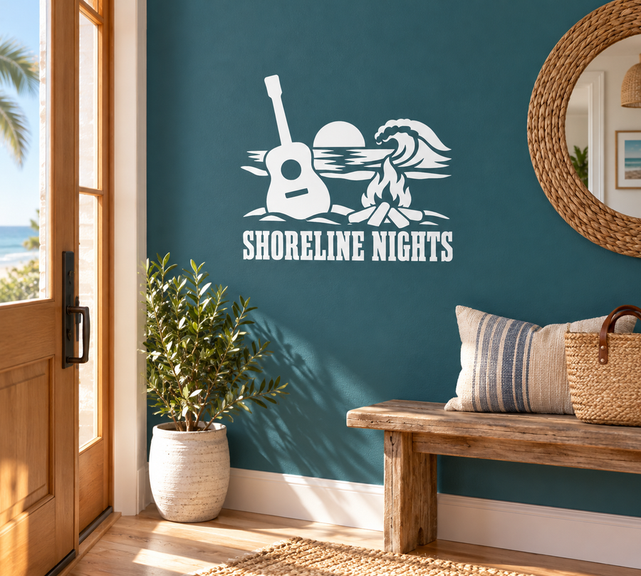 BeachCampfireCX024 - Shoreline Nights; illustrative application of the exact PDF artwork