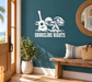 White vinyl decal: guitar, waves, flames, and 'Shoreline Nights' text