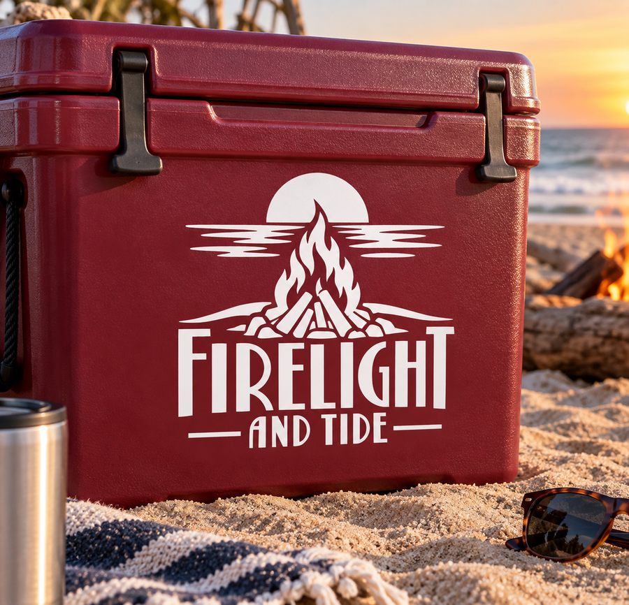 BeachCampfireCX025 - Firelight And Tide; illustrative application of the exact PDF artwork
