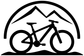 Bicycle mountain gate vinyl decal, black bicycle silhouette under mountain arch