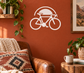 Vinyl bicycle decal, white outline road bike design
