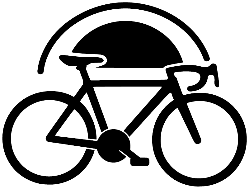 Vinyl bicycle decal, black road bike silhouette with white outline