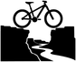 Vinyl bicycle route decal graphic with bike icon and canyon/road outline in black and white