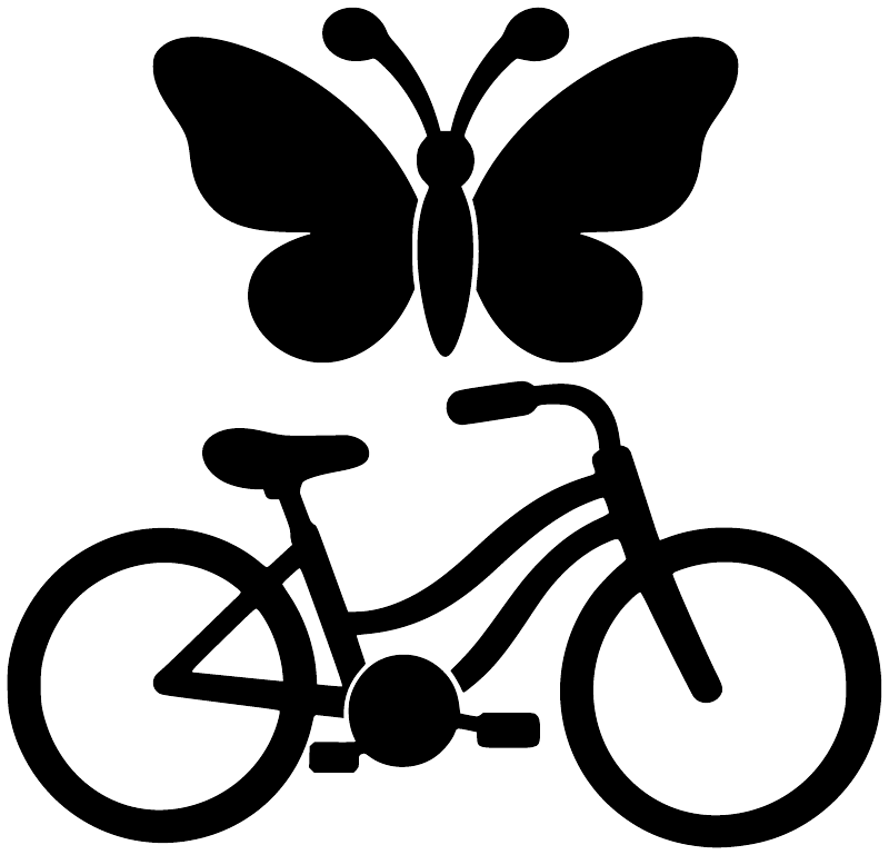 Black bicycle and butterfly vinyl decal graphic