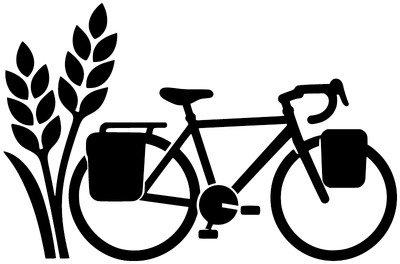 Black bicycle vinyl decal with wheat stalks, bicycle, and handlebar details