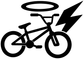 Black bicycle with lightning sweep vinyl decal, bold graphic design