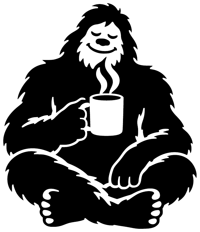 BigfootCX009 — Coffee Before Cryptids ; preview rendered from the saved vector PDF