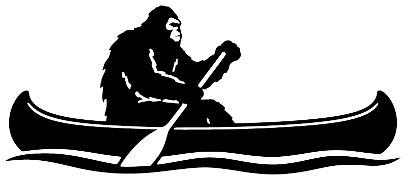 Black Bigfoot paddling canoe vinyl decal