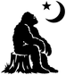 Backcountry stargazer vinyl decal (BigfootCX017): black Bigfoot with moon crescent and star