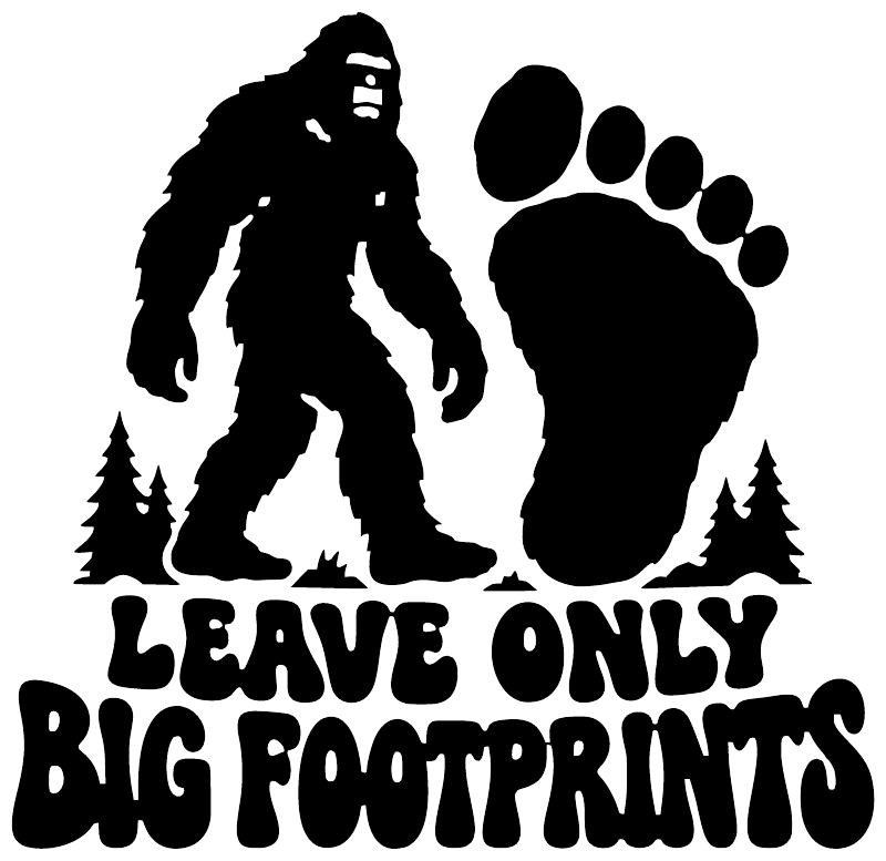 BigfootCX029 — Leave Only Big Footprints ; preview rendered from the saved vector PDF