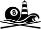Vinyl decal graphic: lighthouse with 8 ball circle and wave line design