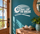 Built for the Break vinyl decal with 8-ball icon and cue graphic on teal wall
