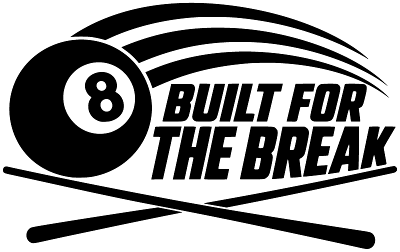 Built for the Break vinyl decal closeup with 8-ball and cue graphic
