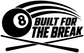 Built for the Break vinyl decal closeup with 8-ball and cue graphic