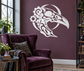 White biomechanical raven skull vinyl decal graphic