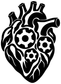 Black gear heart vinyl decal with three gear icons in a biomechanical flame pattern