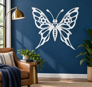 Mechanical butterfly wings vinyl decal, white gear-wing butterfly graphic