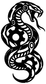 Black biomechanical coiled snake vinyl decal graphic with white gear and circles