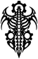 Black biomechanical spine crest vinyl decal, close-up symmetrical gear and spine emblem