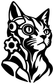 Cyborg cat vinyl decal close-up, black cat face with goggles and gear motif