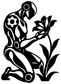 Black vinyl decal silhouette of a robot holding a flower with leaves