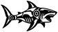 Biomechanical shark profile vinyl decal, black and white side view