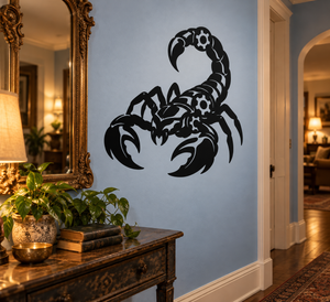 Black biomechanical scorpion vinyl decal for walls, gear and claw design