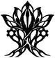 Black biomechanical lotus vinyl decal with gear accents and sharp petal design