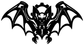 Black bat wing biomechanical vinyl decal, centered with skull face and clawed ends