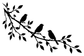 Vinyl decal close-up: three black songbirds on a leafy branch