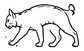 Black bobcat outline with tufted ears and small star spark marks